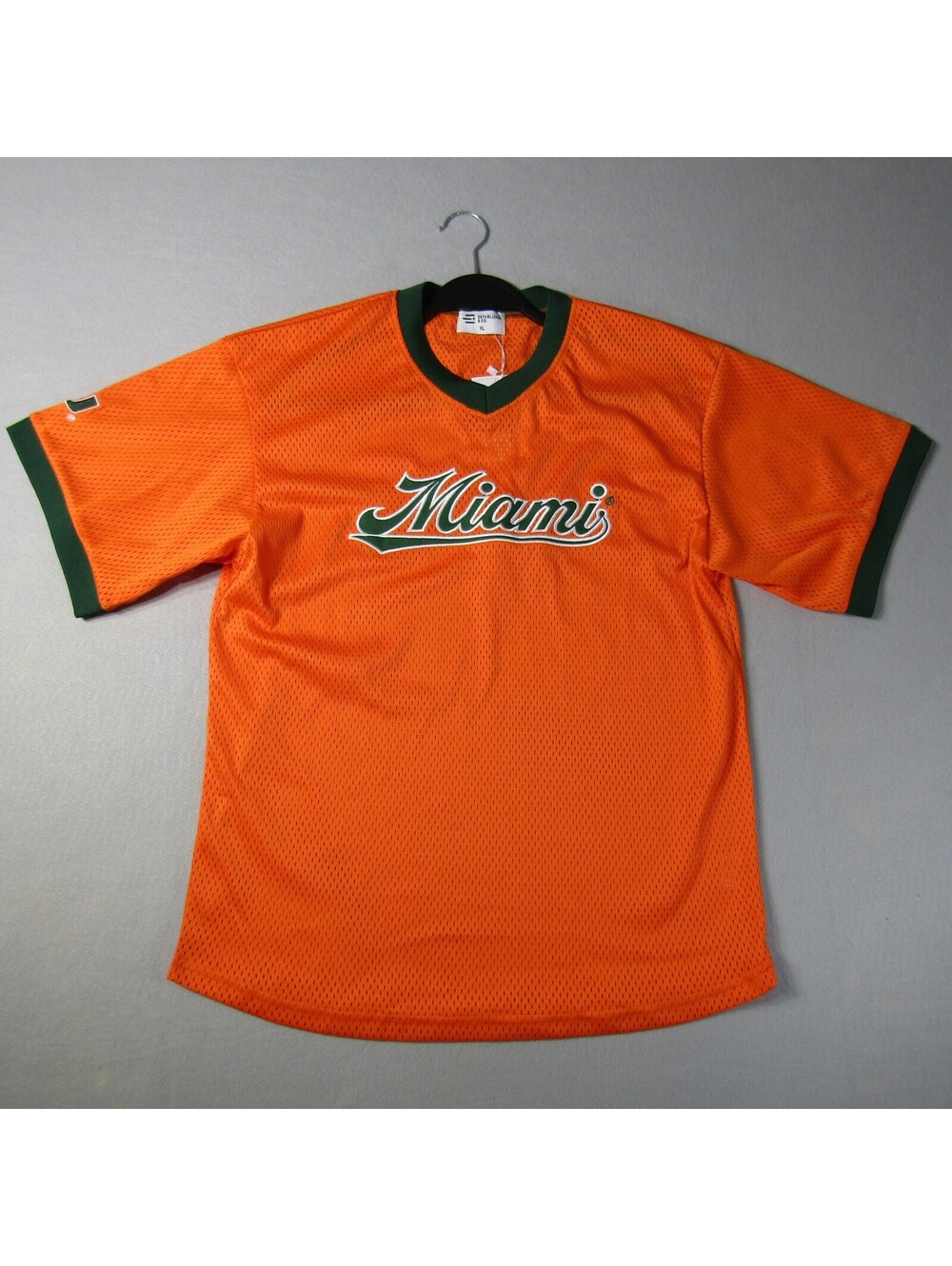 NWT Established & Co. Miami Hurricanes Mesh Jersey Shirt Women's XL Orange Green